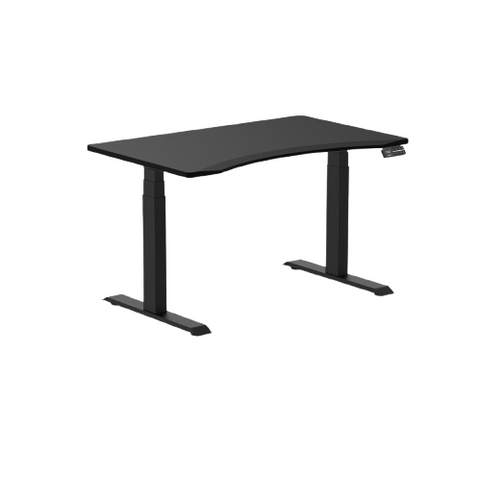 Desky Dual Ergo Edge Sit Stand Desk 120cm Black Desktop and Matte Black Frame
