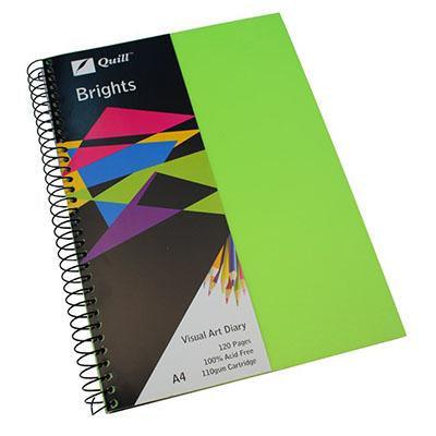 Quill Visual Art Diary 110Gsm 120 Page A4 Pp (Lime Green)