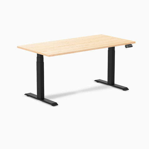 Desky Dual Hardwood Sit Stand Desk 150cm Maple Desktop and Matte Black Frame