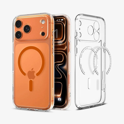 SPIGEN Ultra Hybrid MagSafe Case for iPhone 18 Pro Max/17 Pro Max (Clear Case/Orange Ring)