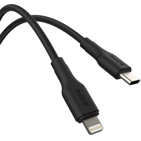 EFM USB-C to Lighting Braided 2M Cable (Black)