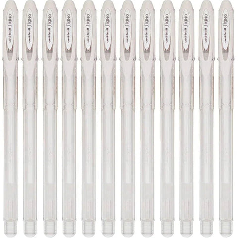 Uni-Ball Um120 Signo Gel Ink Rollerball Pen 0.7mm Box of 12 (White)