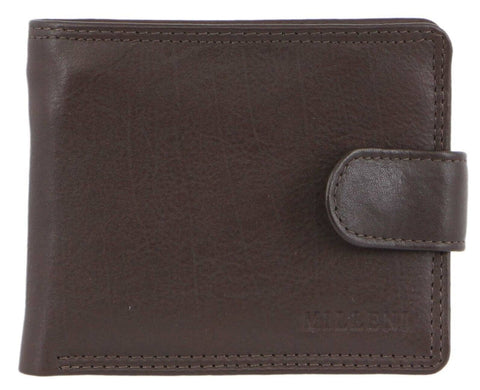 Milleni Men's Leather Tab Cash/Card RFID Protected Wallet 11x9.5cm Brown