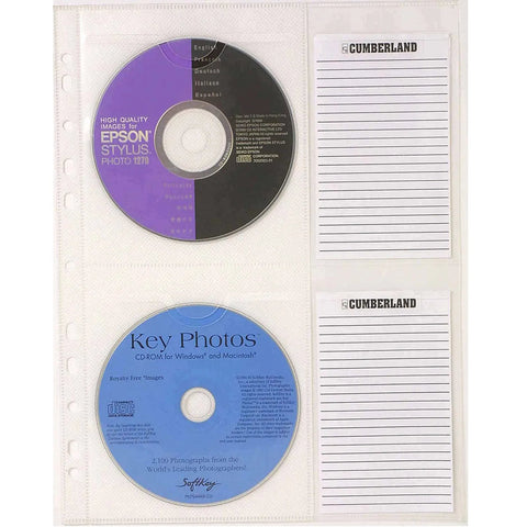 Cumberland Cd/DVD Pocket Binder Sleeve 2 Capacity With Index Note Section Pack 10