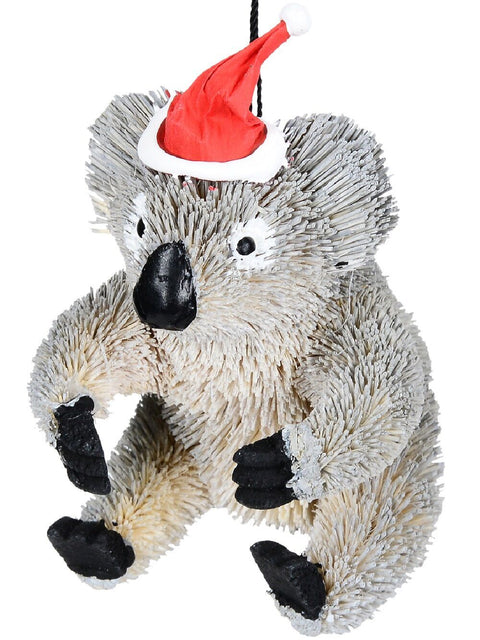 Christmas Warehouse - DECRH006 Native Koala Whimsical Organic Australian Ornament | 80mm Grey with Black, White & Red