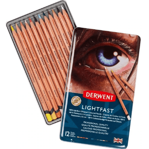 Derwent Lightfast Colour Pencils Tin 12 Set Artists Professional