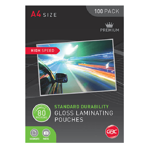 Gbc High Speed Laminating Pouches 80 Micron A4 (Clear) [Pack 100]