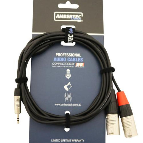 Ambertec Cables Y cable 1.5m REAN 3.5mm TRS plug - 2 x XLR M