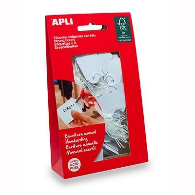 Apli Strung Tickets 22x35mm White Pack 100
