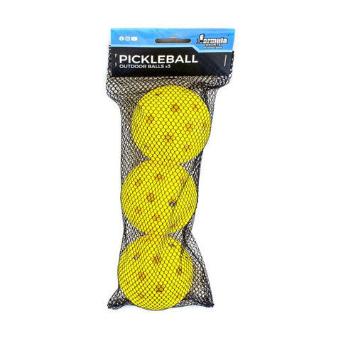Formula Sports 3pc Pickleball Outdoor Balls Yellow Durable High Quality Set