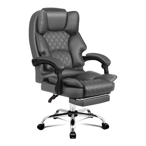 ALFORDSON Office Chair Executive Computer PU Leather Seat Recliner (Grey)