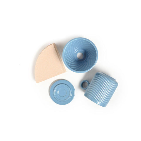 Coffee Culture 320ml Ceramic Coffee Pour Over Mug/Dripper with Filter Set (Blue)