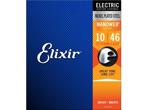 Elixir #12450 Electric 12 Strings Nano Nickel Plated Steel 10-46 Light