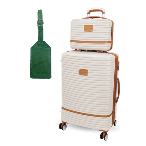 Pierre Cardin Medium Hardshell Suitcase and Beauty Case Set (White)