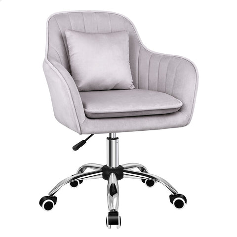 ALFORDSON Velvet Office Chair Fabric Armchair Computer Swivel Adult Kids (Grey)