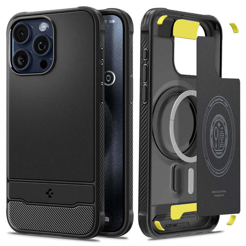 SPIGEN Rugged Armor MagSafe Case for iPhone 15 Pro Max (Black)