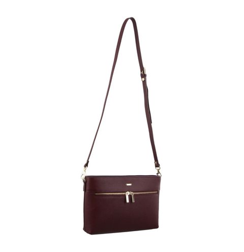 Morrissey Italian Structured Leather Cross Body Handbag (MO3028) Bag - Wine