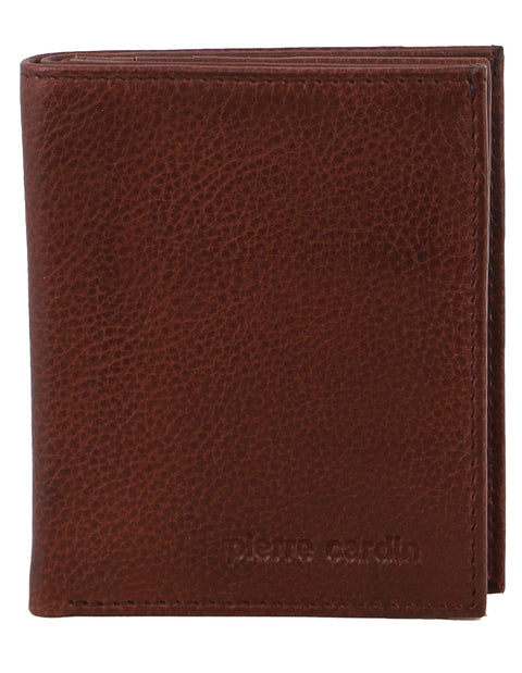 Pierre Cardin Men's Rustic Leather Slim Protected RFID Bi-Fold Wallet Brown