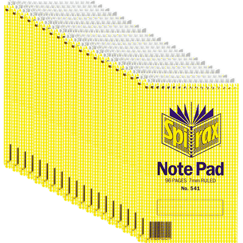 Spirax 541 Reporters Notebook Pad Spiral Bound Top Open 96 Page [20 Pack]