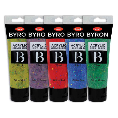 Jasart 5pc Byron 75ml Acrylic Paint Tube Set Medium-Bodied Art Painting Glitter