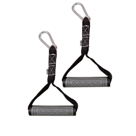 GoFit 2pc Power Band Pull Handle Pair w/ Carabineer Workout Exercise Black/Grey