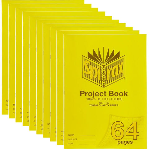 Spirax P162 Project Book 18mm Dotted Thirds 70GSM 64 Page 330x240mm 10 Pack