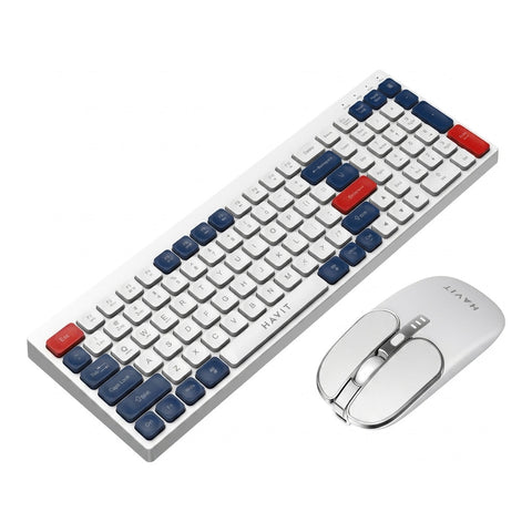 Havit Dual-Mode Wireless 2.4Ghz + Bluetooth Keyboard and Mouse (White)
