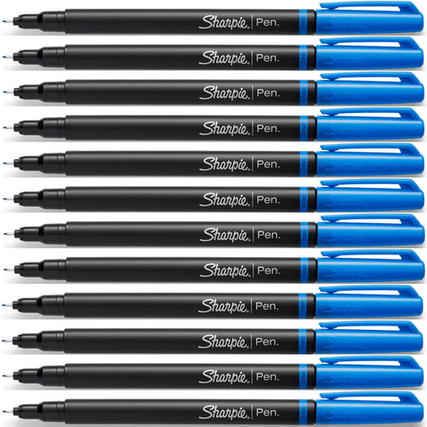 Sharpie Fineliner Pen Fine Felt Tip Stylo 0.8mm (Blue) [Box 12]