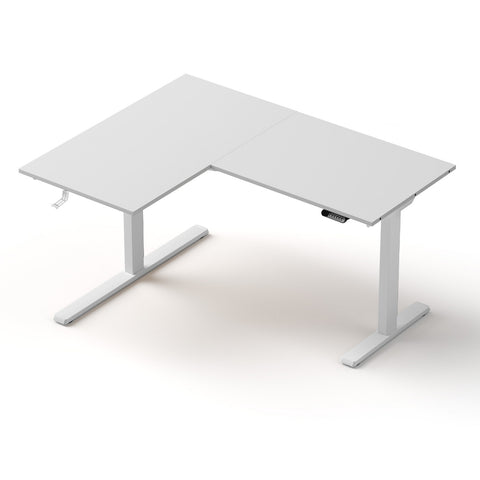 Artiss L‑Shape Electric Motorised Sit‑Stand Standing Desk Height Adjustable - White