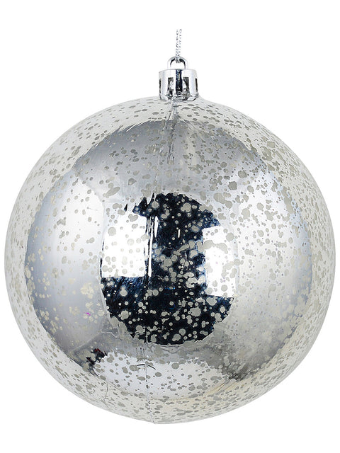 Christmas Warehouse - DECR2652 Heritage Silver Signature Mottled Mercury Look Bauble | 10cm Silver