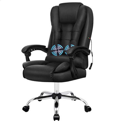 ALFORDSON Massage Office Chair Executive PU Leather Seat Computer (Black)