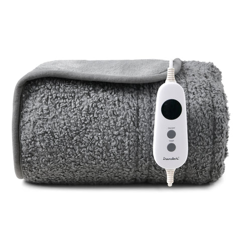 Dreamaker Teddy Fleece Electric Heated Throw Blanket [130x160cm] (Light Grey)