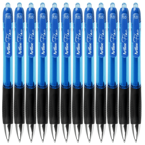 Artline Box 12 Flow Retractable Ballpoint Pen (Blue)