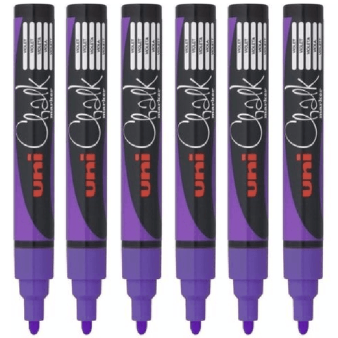Uni-Ball 6 Pack Chalk Marker Bullet Tip 2.5mm (Violet Purple)