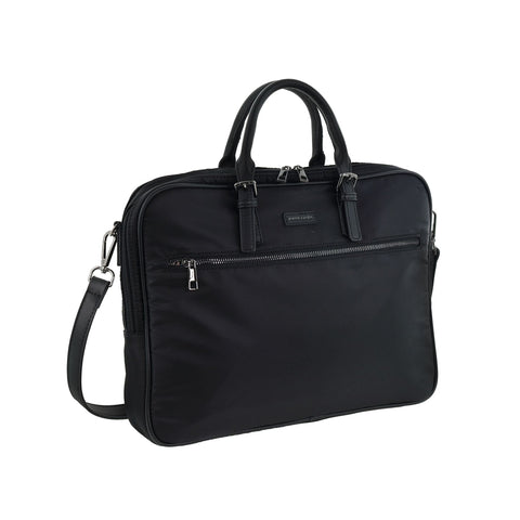 Pierre Cardin Men's Nylon Classic Business Laptop Bag w/Multiple Packet Black