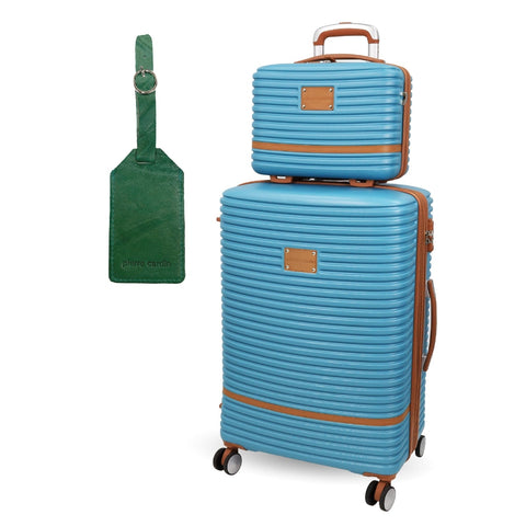 Pierre Cardin Medium Hardshell Suitcase and Beauty Case Set (Blue)
