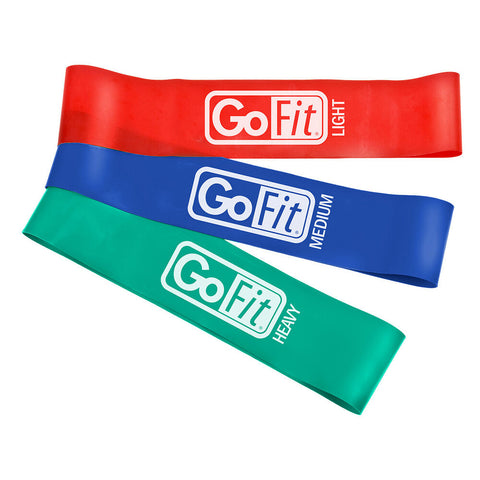GoFit 3‑Piece Power Loop  Exercise Training Resistance Bands Set (Light/Medium/Heavy)