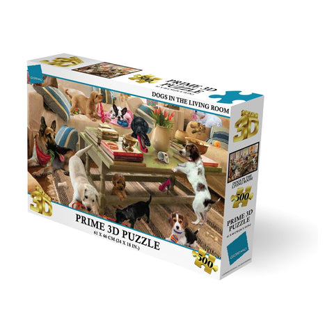 Prime3D 500pc Lenticular Giordano Dogs In The Living Room Jigsaw Puzzle