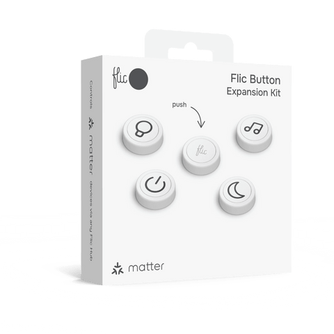 Flic Button Expansion Kit - 5x Flic Buttons + 1x Sticker Sheet