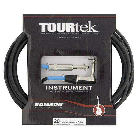 TourTek 6.10m Male Instrument Cable w/ L-Jack Connector (Black)