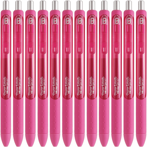 Papermate Box 12 Inkjoy Gel Pen Retractable Medium 0.7mm (Pink)