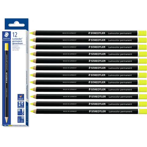 Staedtler 108 Lumocolor Permanent Glasochrom Pencils (Yellow) [Box 12]