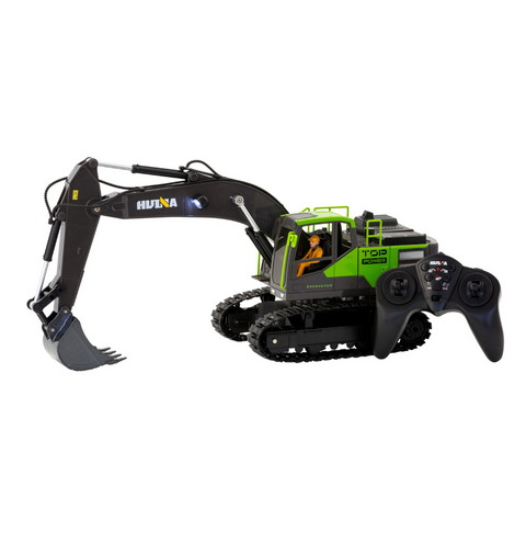 Lenoxx Gem Toys 1:18 Scale 13-Channel Alloy RC Excavator Construction Vehicle with Lights, Sound and Steam