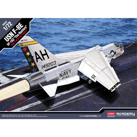Academy 1/72 USN F-8E VF-162 "The Hunters" Fighter Scaled Plastic Model Kit