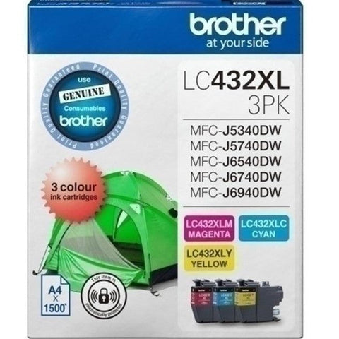 Brother LC432XL High Yield Ink Cartridge Colour Set Cyan/Magenta/Yellow Genuine LC-432XL