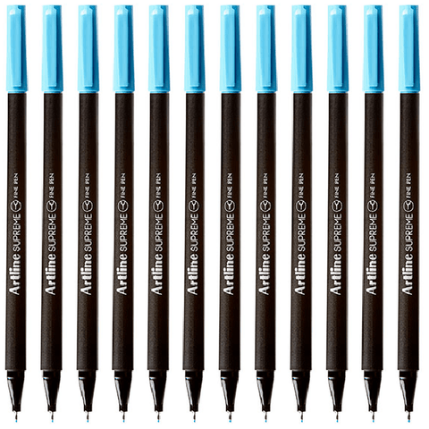 Artline Box 12 Supreme Fineliner Pen 0.4mm (Light Blue)