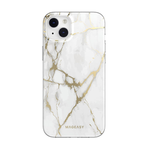 Mageasy Marble Case iPhone 14 Plus - Champagne White Magsafe