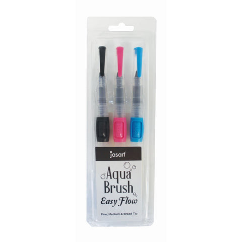 Jasart 3pc Easy Flow Aqua Asst Brush Watercolour Painting 25x7cm CLR Barrel Pen