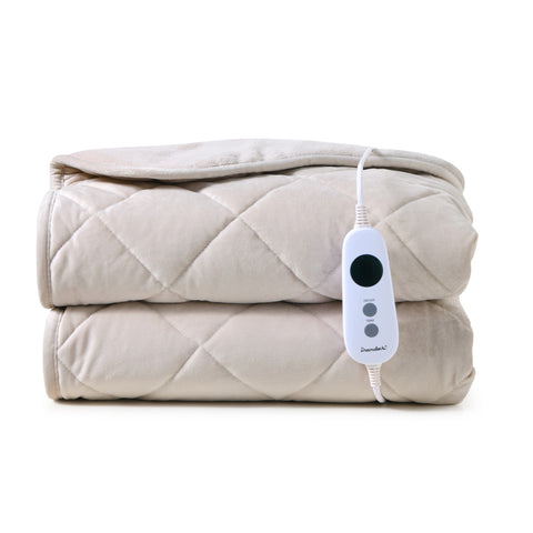 Dreamaker Haven Velvet Heated Throw [180x200cm] (Stone)