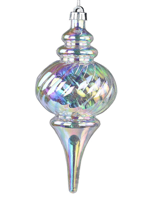 Christmas Warehouse - DECRH068 Clear Iridescent Lustrous Grand Ball Finial Drop | 26cm Clear Iridescent